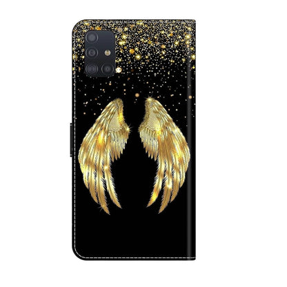 For Samsung Galaxy A51 4G Crystal 3D Shockproof Protective Leather Phone Case(Golden Wings) by buy2fix