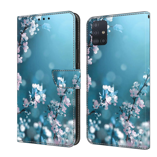 For Samsung Galaxy A51 4G Crystal 3D Shockproof Protective Leather Phone Case(Plum Flower)
