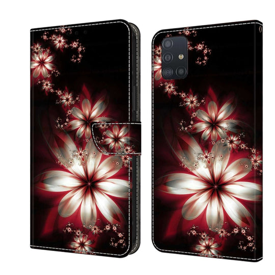 For Samsung Galaxy A51 4G Crystal 3D Shockproof Protective Leather Phone Case(Fantastic Flower)