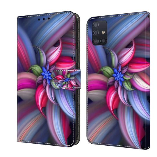 For Samsung Galaxy A51 4G Crystal 3D Shockproof Protective Leather Phone Case(Colorful Flower)