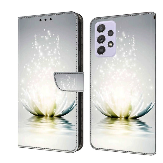 For Samsung Galaxy A52 / A52s 5G Crystal 3D Shockproof Protective Leather Phone Case(Light Lotus) by buy2fix
