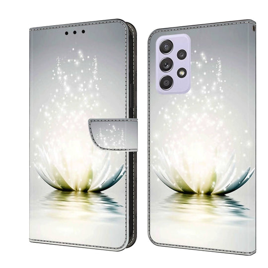 For Samsung Galaxy A52 / A52s 5G Crystal 3D Shockproof Protective Leather Phone Case(Light Lotus)