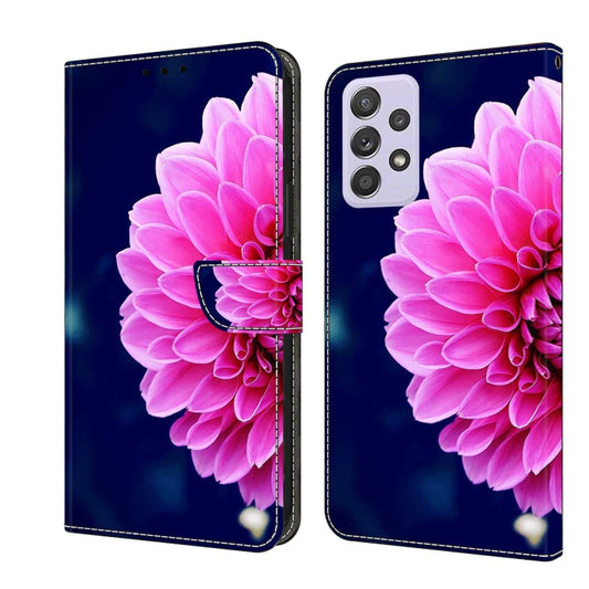 For Samsung Galaxy A52 / A52s 5G Crystal 3D Shockproof Protective Leather Phone Case(Pink Petals) by buy2fix