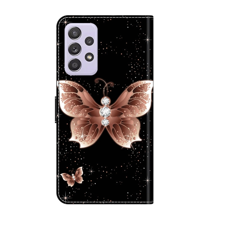 For Samsung Galaxy A52 / A52s 5G Crystal 3D Shockproof Protective Leather Phone Case(Pink Diamond Butterfly) by buy2fix