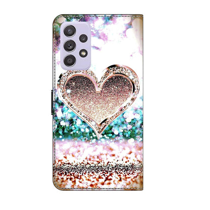 For Samsung Galaxy A52 / A52s 5G Crystal 3D Shockproof Protective Leather Phone Case(Pink Diamond Heart) by buy2fix