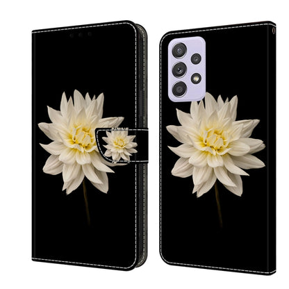 For Samsung Galaxy A52 / A52s 5G Crystal 3D Shockproof Protective Leather Phone Case(White Flower) by buy2fix