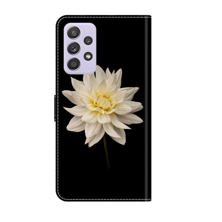 For Samsung Galaxy A52 / A52s 5G Crystal 3D Shockproof Protective Leather Phone Case(White Flower) by buy2fix