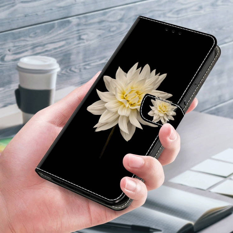 For Samsung Galaxy A52 / A52s 5G Crystal 3D Shockproof Protective Leather Phone Case(White Flower) by buy2fix