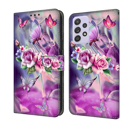 For Samsung Galaxy A52 / A52s 5G Crystal 3D Shockproof Protective Leather Phone Case(Butterfly) by buy2fix