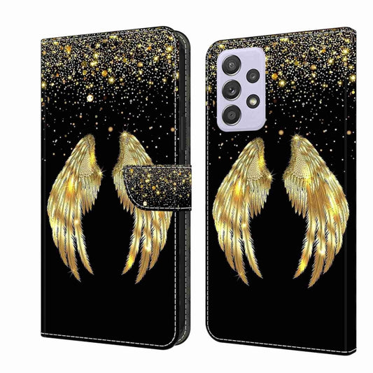 For Samsung Galaxy A52 / A52s 5G Crystal 3D Shockproof Protective Leather Phone Case(Golden Wings) by buy2fix