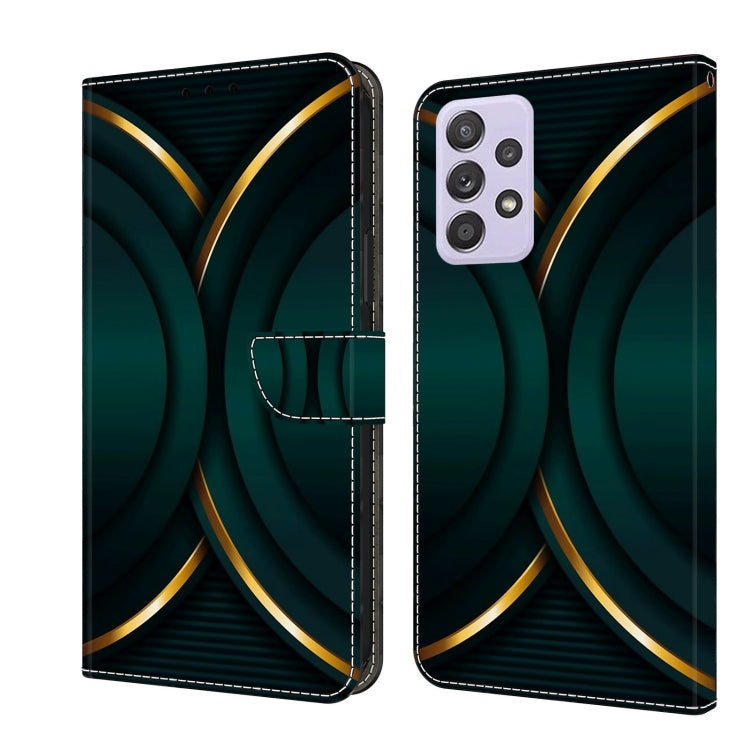 For Samsung Galaxy A52 / A52s 5G Crystal 3D Shockproof Protective Leather Phone Case(Gold Outline) by buy2fix