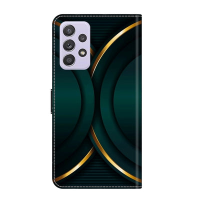 For Samsung Galaxy A52 / A52s 5G Crystal 3D Shockproof Protective Leather Phone Case(Gold Outline) by buy2fix