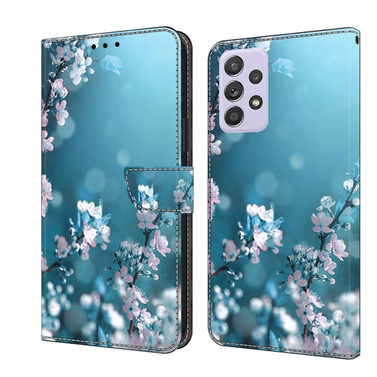For Samsung Galaxy A52 / A52s 5G Crystal 3D Shockproof Protective Leather Phone Case(Plum Flower)