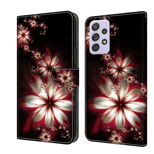 For Samsung Galaxy A52 / A52s 5G Crystal 3D Shockproof Protective Leather Phone Case(Fantastic Flower)