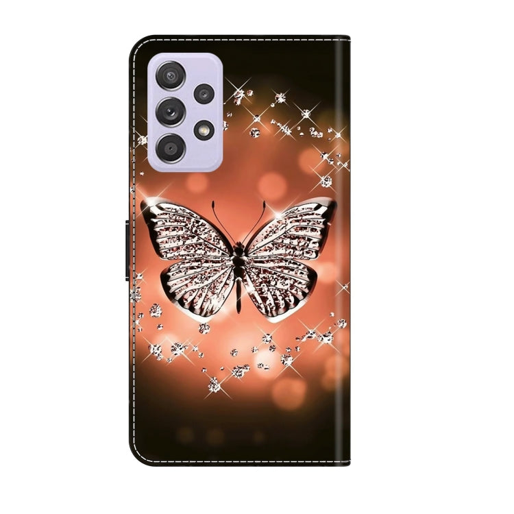 For Samsung Galaxy A52 / A52s 5G Crystal 3D Shockproof Protective Leather Phone Case(Crystal Butterfly) by buy2fix