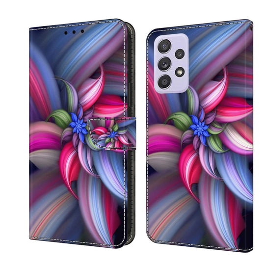 For Samsung Galaxy A52 / A52s 5G Crystal 3D Shockproof Protective Leather Phone Case(Colorful Flower)