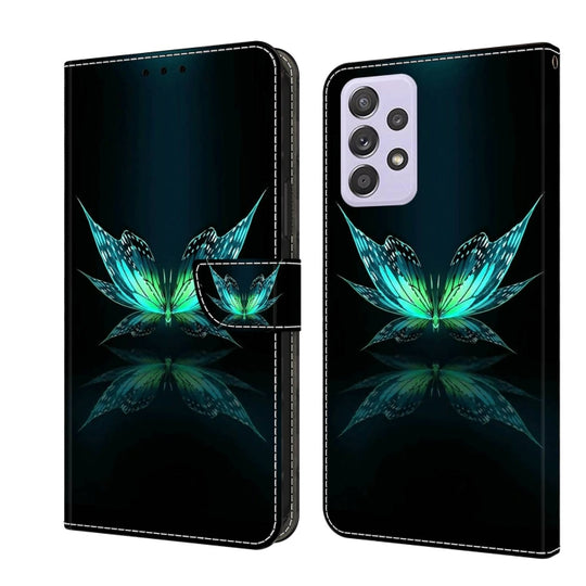 For Samsung Galaxy A53 Crystal 3D Shockproof Protective Leather Phone Case(Reflection Dutterfly)