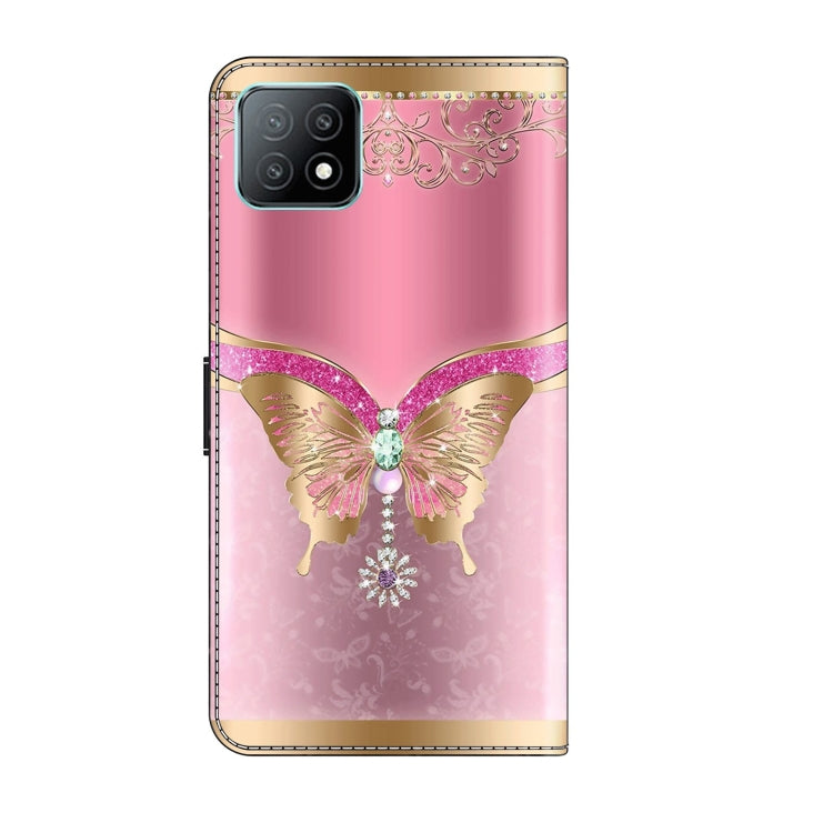 For Samsung Galaxy A53 Crystal 3D Shockproof Protective Leather Phone Case(Pink Bottom Butterfly) by buy2fix