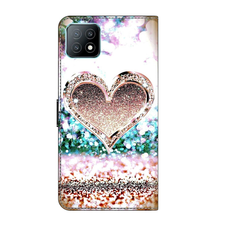 For Samsung Galaxy A53 Crystal 3D Shockproof Protective Leather Phone Case(Pink Diamond Heart) by buy2fix