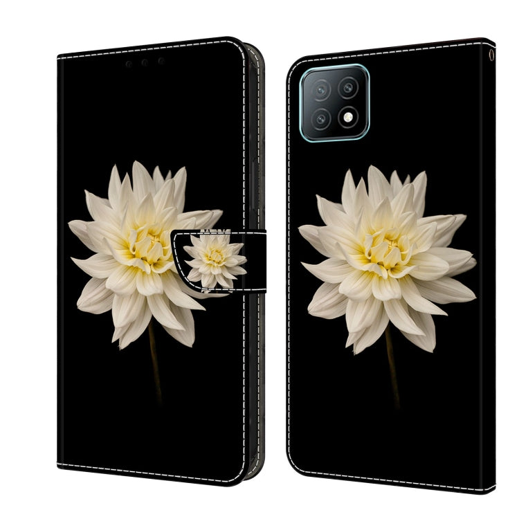 For Samsung Galaxy A53 Crystal 3D Shockproof Protective Leather Phone Case(White Flower) by buy2fix