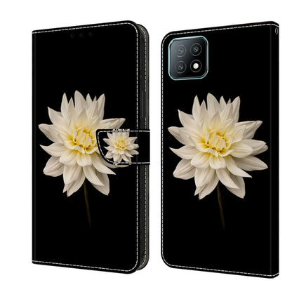 For Samsung Galaxy A53 Crystal 3D Shockproof Protective Leather Phone Case(White Flower) by buy2fix