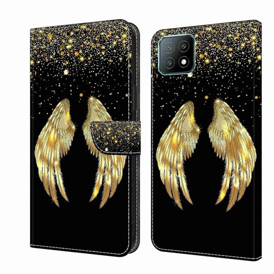 For Samsung Galaxy A53 Crystal 3D Shockproof Protective Leather Phone Case(Golden Wings)