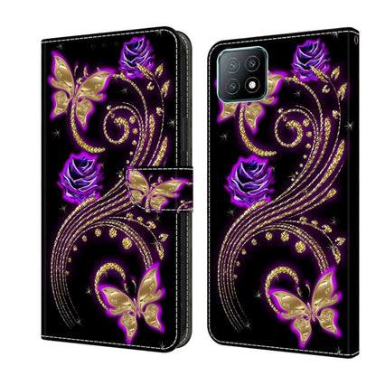 For Samsung Galaxy A53 Crystal 3D Shockproof Protective Leather Phone Case(Purple Flower Butterfly) by buy2fix