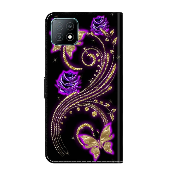 For Samsung Galaxy A53 Crystal 3D Shockproof Protective Leather Phone Case(Purple Flower Butterfly) by buy2fix