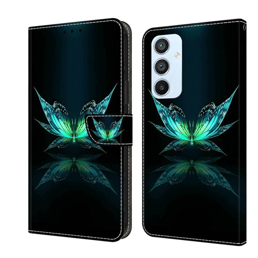 For Samsung Galaxy A54 5G Crystal 3D Shockproof Protective Leather Phone Case(Reflection Dutterfly) by buy2fix