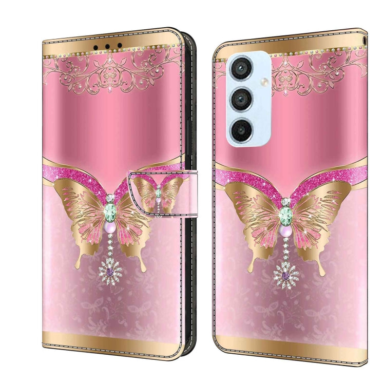 For Samsung Galaxy A54 5G Crystal 3D Shockproof Protective Leather Phone Case(Pink Bottom Butterfly) by buy2fix