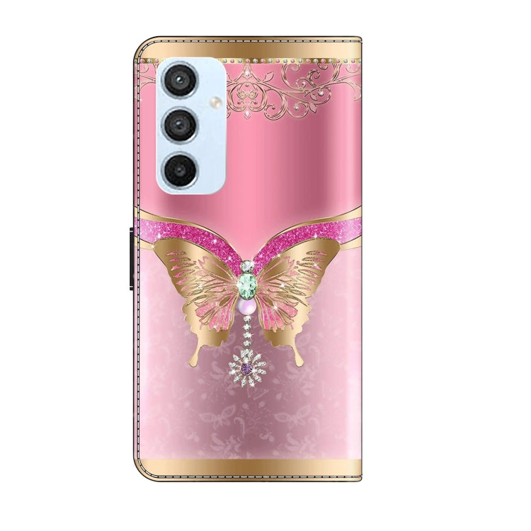 For Samsung Galaxy A54 5G Crystal 3D Shockproof Protective Leather Phone Case(Pink Bottom Butterfly) by buy2fix