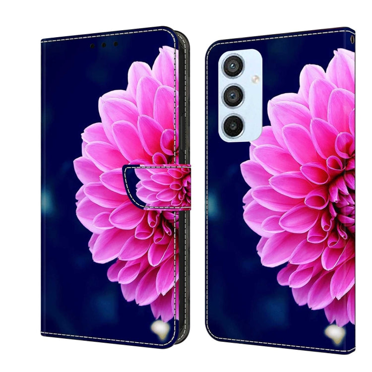 For Samsung Galaxy A54 5G Crystal 3D Shockproof Protective Leather Phone Case(Pink Petals) by buy2fix