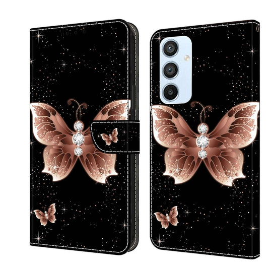 For Samsung Galaxy A54 5G Crystal 3D Shockproof Protective Leather Phone Case(Pink Diamond Butterfly)
