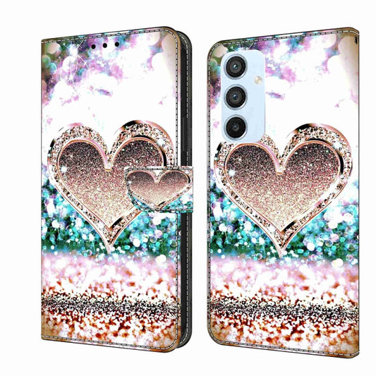 For Samsung Galaxy A54 5G Crystal 3D Shockproof Protective Leather Phone Case(Pink Diamond Heart) by buy2fix