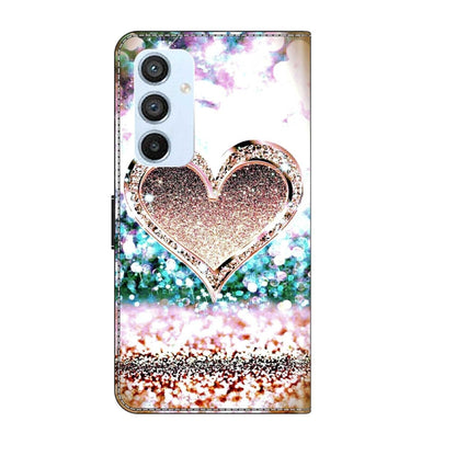 For Samsung Galaxy A54 5G Crystal 3D Shockproof Protective Leather Phone Case(Pink Diamond Heart) by buy2fix