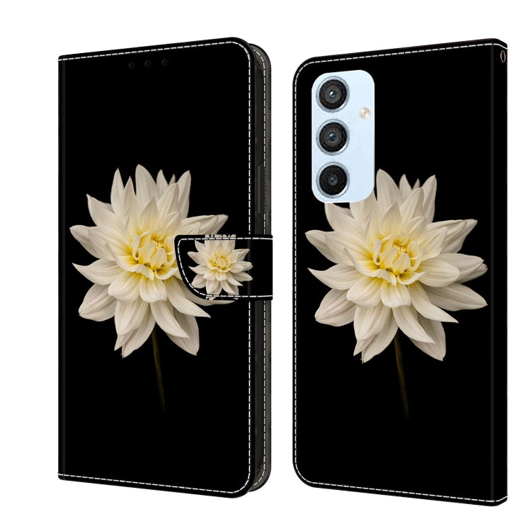 For Samsung Galaxy A54 5G Crystal 3D Shockproof Protective Leather Phone Case(White Flower) by buy2fix