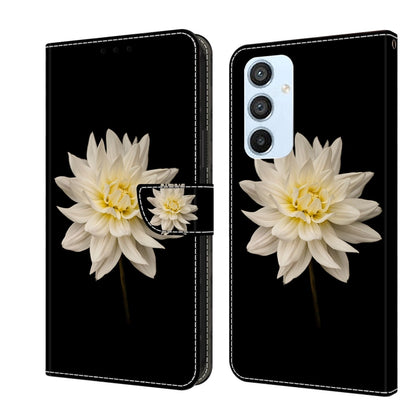 For Samsung Galaxy A54 5G Crystal 3D Shockproof Protective Leather Phone Case(White Flower) by buy2fix