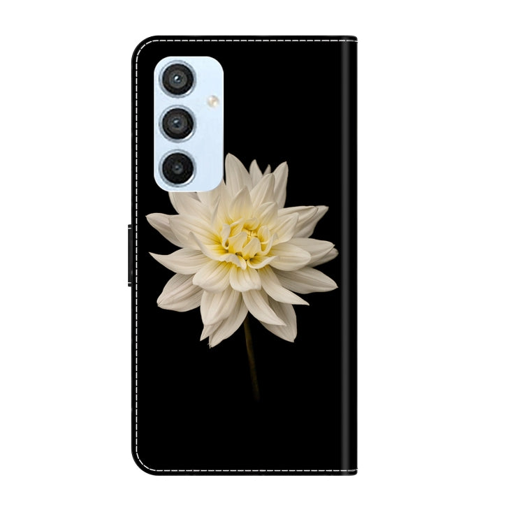 For Samsung Galaxy A54 5G Crystal 3D Shockproof Protective Leather Phone Case(White Flower) by buy2fix