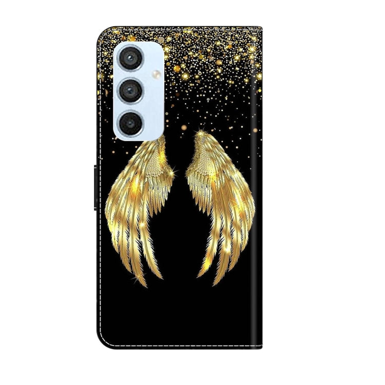 For Samsung Galaxy A54 5G Crystal 3D Shockproof Protective Leather Phone Case(Golden Wings) by buy2fix