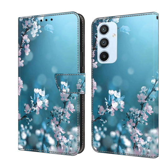For Samsung Galaxy A54 5G Crystal 3D Shockproof Protective Leather Phone Case(Plum Flower) by buy2fix