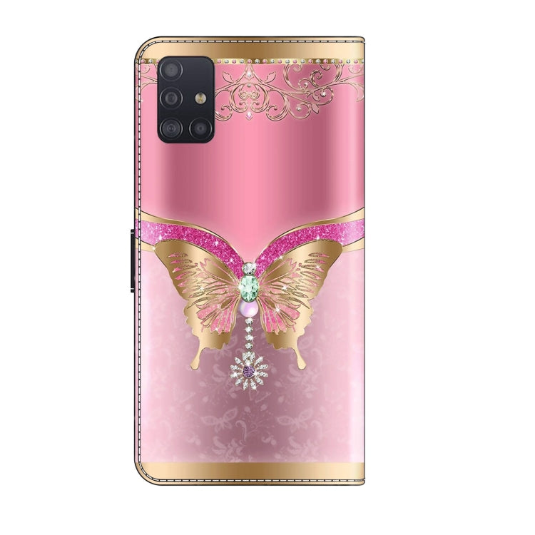 For Samsung Galaxy A71 4G Crystal 3D Shockproof Protective Leather Phone Case(Pink Bottom Butterfly) by buy2fix