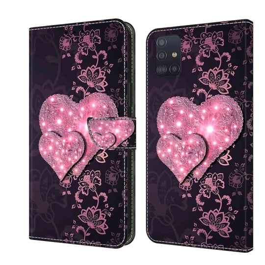 For Samsung Galaxy A71 4G Crystal 3D Shockproof Protective Leather Phone Case(Lace Love)