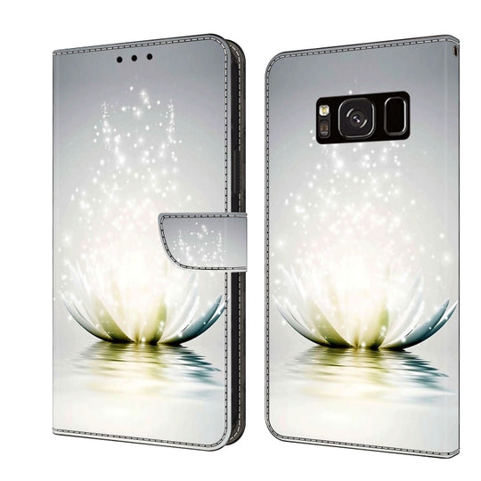 For Samsung Galaxy S8 Crystal 3D Shockproof Protective Leather Phone Case(Light Lotus)