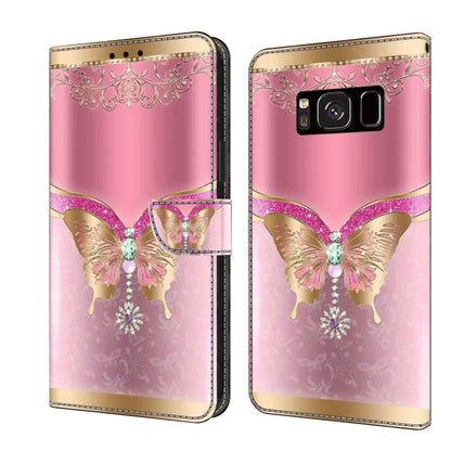 For Samsung Galaxy S8 Crystal 3D Shockproof Protective Leather Phone Case(Pink Bottom Butterfly) by buy2fix