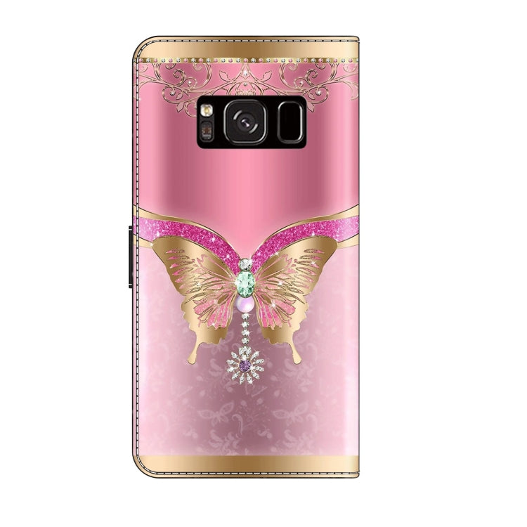 For Samsung Galaxy S8 Crystal 3D Shockproof Protective Leather Phone Case(Pink Bottom Butterfly) by buy2fix