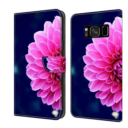 For Samsung Galaxy S8 Crystal 3D Shockproof Protective Leather Phone Case(Pink Petals) by buy2fix