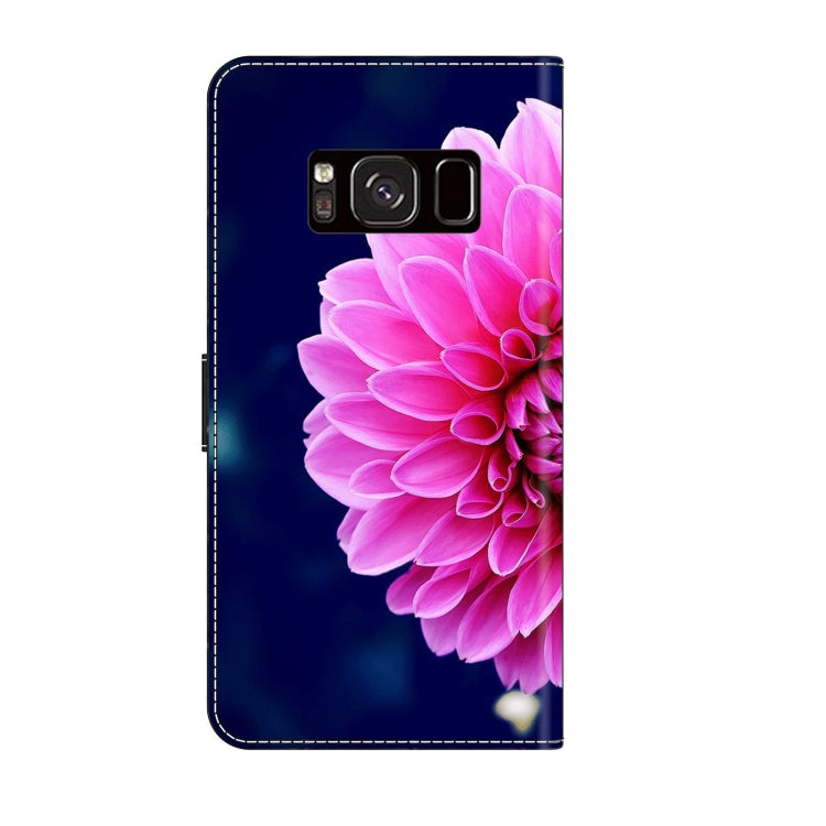 For Samsung Galaxy S8 Crystal 3D Shockproof Protective Leather Phone Case(Pink Petals) by buy2fix