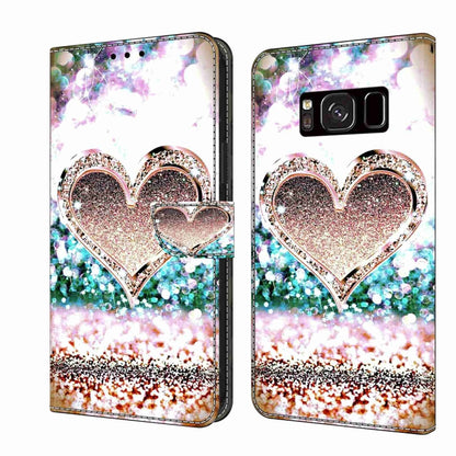 For Samsung Galaxy S8 Crystal 3D Shockproof Protective Leather Phone Case(Pink Diamond Heart) by buy2fix