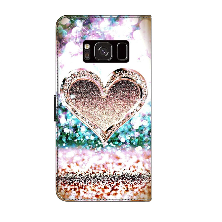 For Samsung Galaxy S8 Crystal 3D Shockproof Protective Leather Phone Case(Pink Diamond Heart) by buy2fix