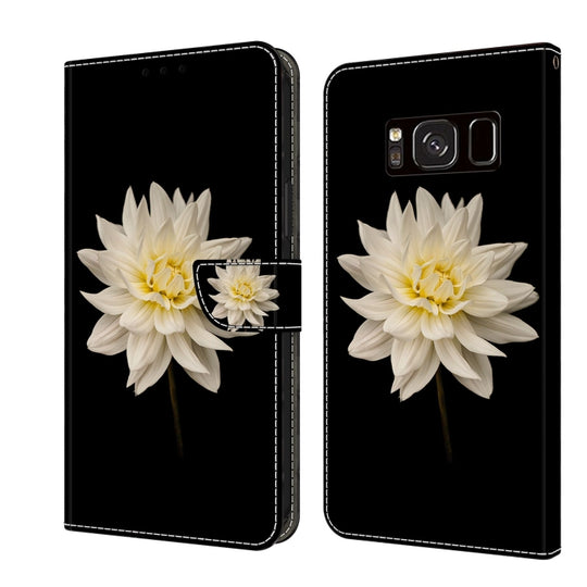 For Samsung Galaxy S8 Crystal 3D Shockproof Protective Leather Phone Case(White Flower)